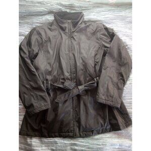 Pao Sport Women’s Black Coat Jacket Zippered Tie Waist  Medium